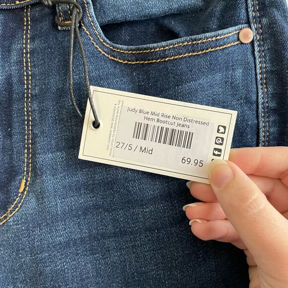 NWT Judy Blue Size 5 / 27 Mid Rise Boot Cut Jeans Raw Hem - Picture 4 of 10